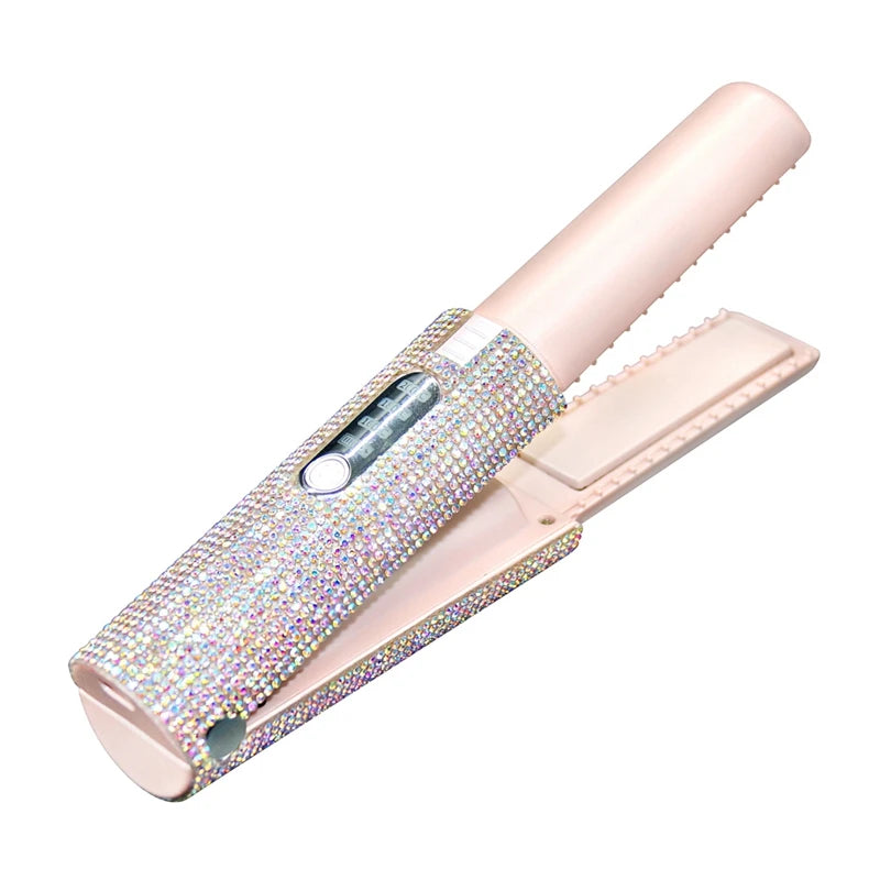 2-In-1 Electric USB Hair Straightening Brush Straightener Brush Straightening Styler Hair Curler