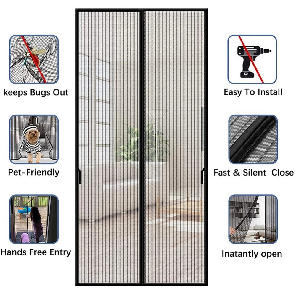 New No Punching Magnetic Screen Door Curtain anti Mosquito Insect Fly Bug Automatic Closing Household Ventilation Door Curtain