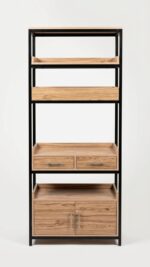 Industrial Oak Multi-Tier Bookshelf – Hybrid Display Cabinet & Storage Unit - Image 5