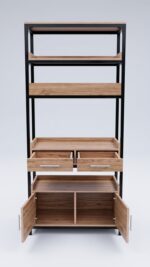 Industrial Oak Multi-Tier Bookshelf – Hybrid Display Cabinet & Storage Unit - Image 7