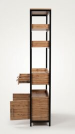 Industrial Oak Multi-Tier Bookshelf – Hybrid Display Cabinet & Storage Unit - Image 8
