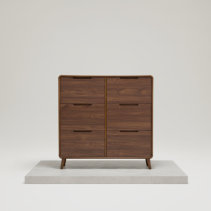 Walnut 6-Drawer Chest