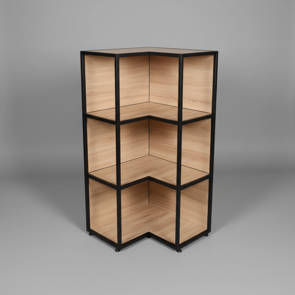 L-shaped corner bookshelf