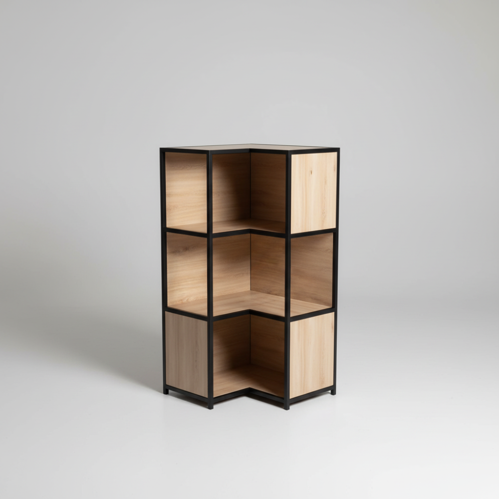 L-shaped corner bookshelf