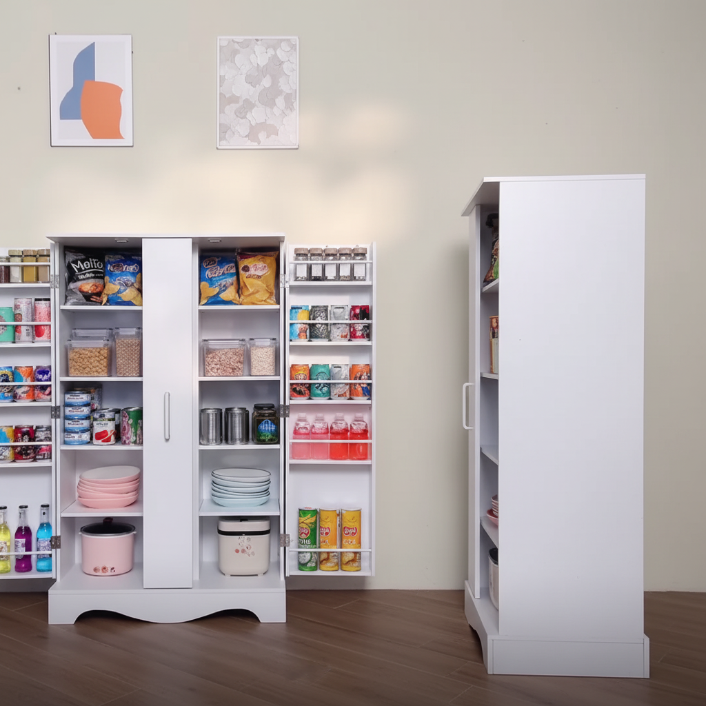 Multi-Tier Kitchen Pantry Cabinet with Door