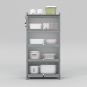 Glass & Metal Display Cabinet Gray