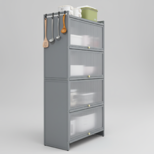 Glass & Metal Display Cabinet Gray