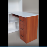 Home Office Workstation – Multi-Tier Bookshelf & Desk Combo with 5-Drawer Storage