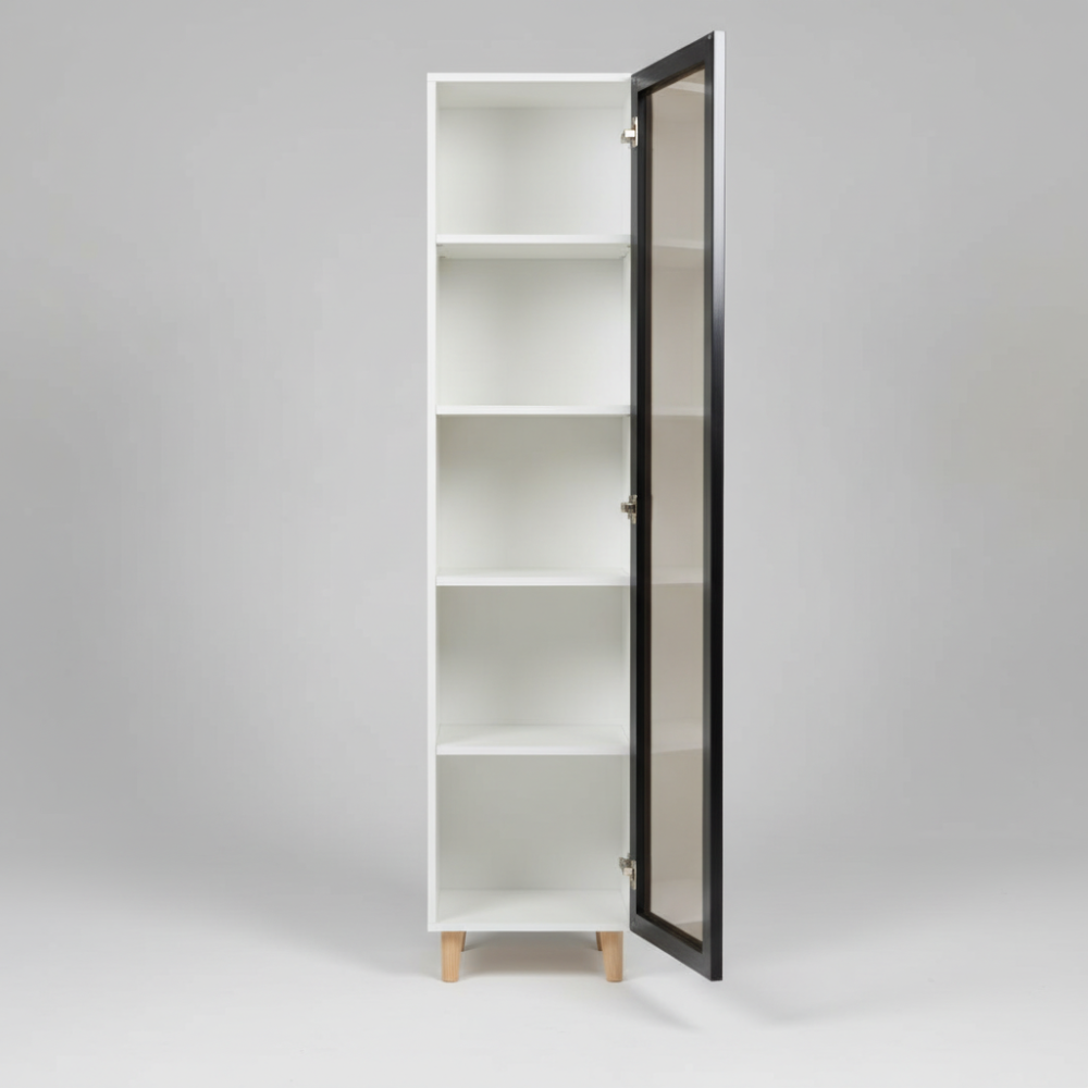 Slim Pillar Showcase – Arctic White Cabinet