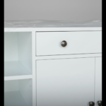 Modern Arctic White Sideboard Cabinet – Minimalist Buffet with 2-Door Storage, Dual Drawers, and Open Display Tiers - Image 3