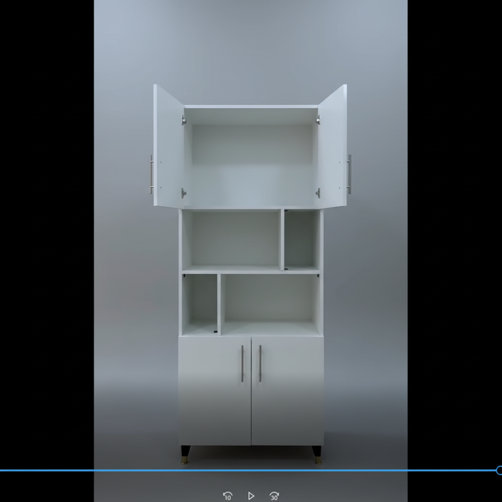 Display Cabinet – 5-Tier Glass Showcase with Dual Base Drawers