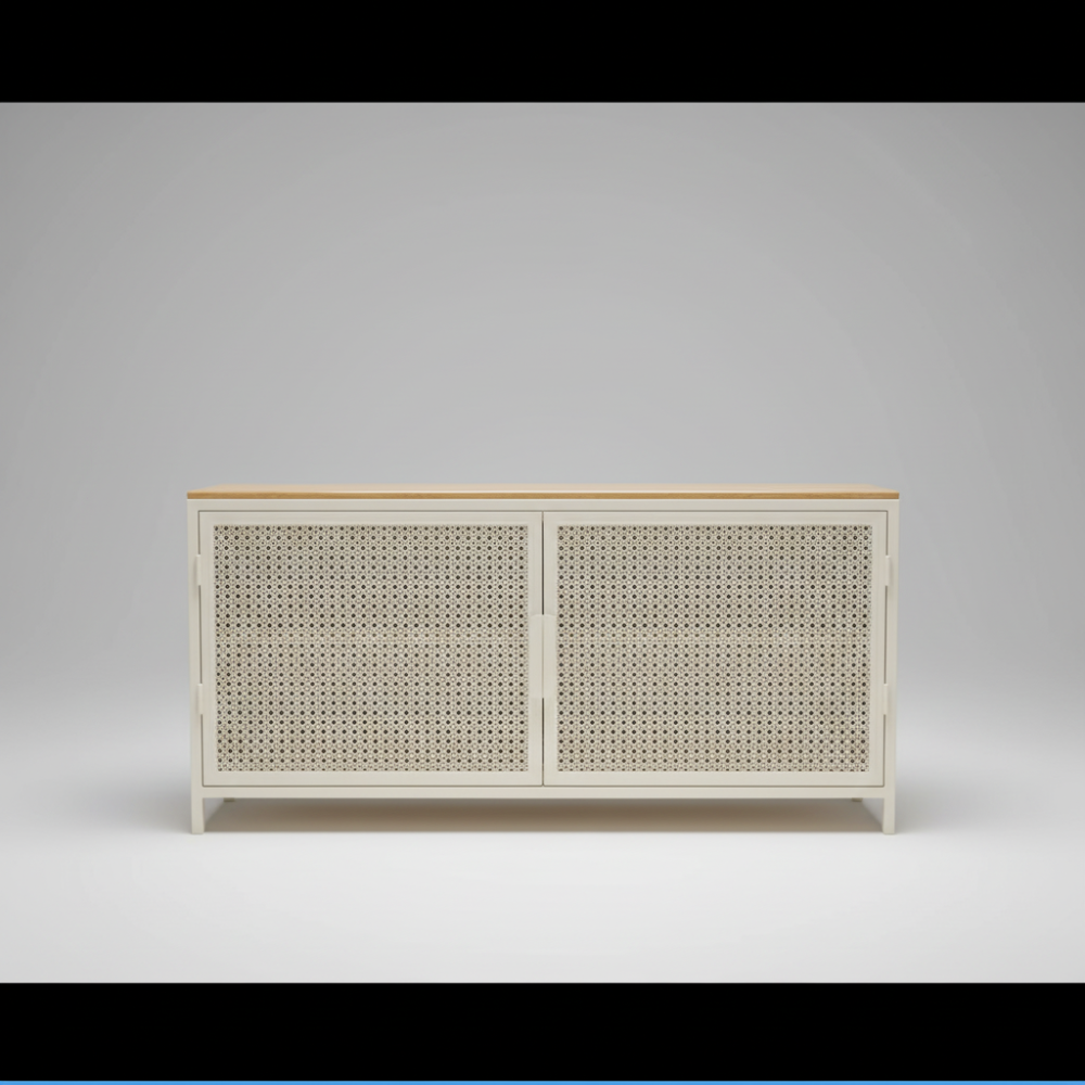 Elegant Wood & Metal Mesh Sideboard | Homs Lux Premium Storage