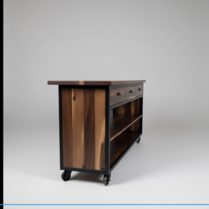 3-Drawer Wood & Metal Mesh Console