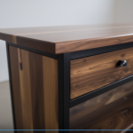 3-Drawer Wood & Metal Mesh Console