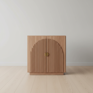 Arch-Fluted Natural Wood Cabinet