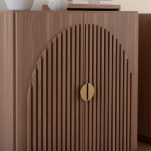 Arch-Fluted Natural Wood Cabinet