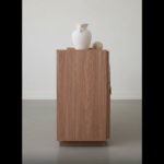 Arch-Fluted Natural Wood Cabinet