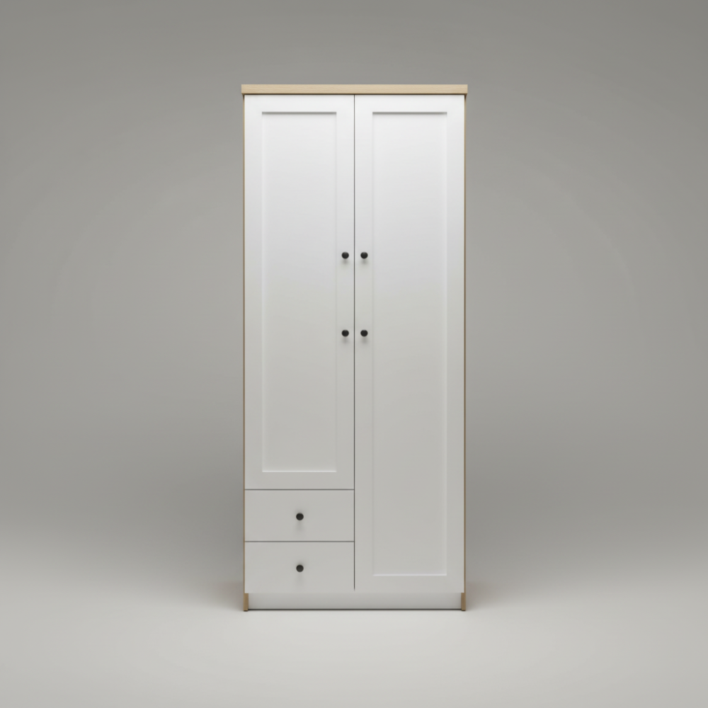 Modern White & Oak Wardrobe