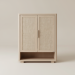 Japandi Mesh Accent Cabinet | Homs Lux Natural Wood Storage
