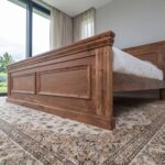 Solid Wood Platform Bed with Traditional Panel Headboard – Premium Walnut Bedroom Furniture