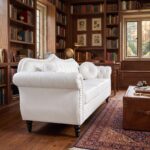 Chester Crown White 3-Seater Chesterfield Sofa