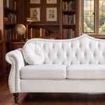 Chester Crown White 3-Seater Chesterfield Sofa