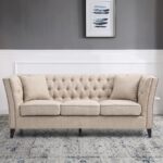 Chester Dark Cream 3-Seater Chesterfield Sofa
