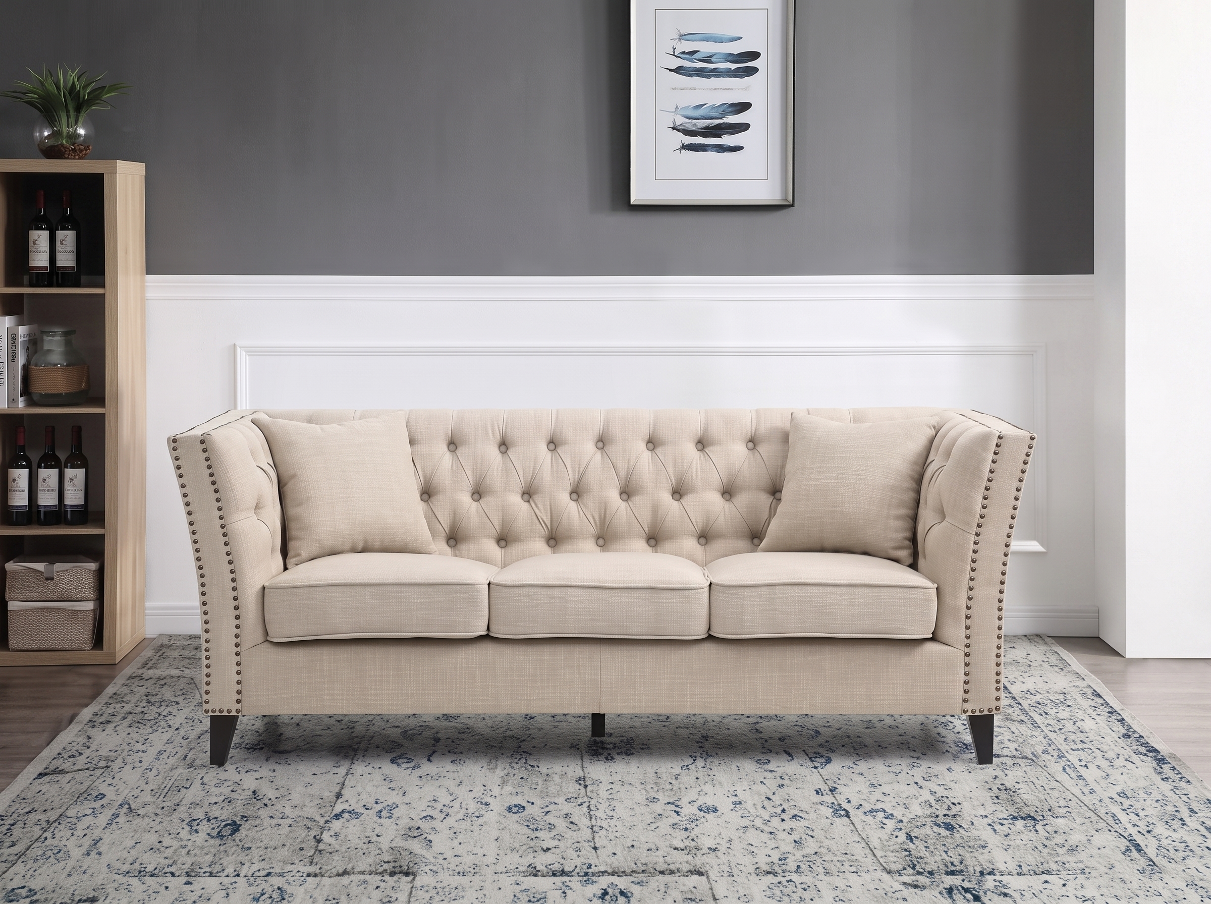 chester-dark-cream-3-seater-chesterfield-sofa Chester Dark Cream 3-Seater Chesterfield Sofa