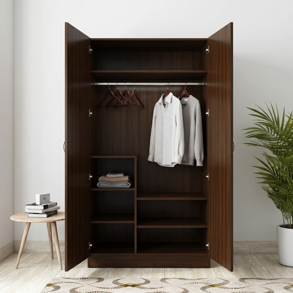 Walnut 2 Door Wardrobe with Jewelry Organizer