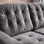 Modern Grey Tufted 2-Seater Upholstered Industrial Sofa for Living Room