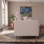 Modern White Upholstered 3-Seater Sofa with Button Tufted Back Cushions