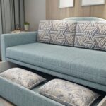 Modern Fabric Sofa Cum Bed with Hidden Storage Drawer