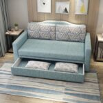 Modern Fabric Sofa Cum Bed with Hidden Storage Drawer
