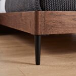 Japandi Style Single Bed Frame with Charcoal Channel Tufted Headboard - Image 2